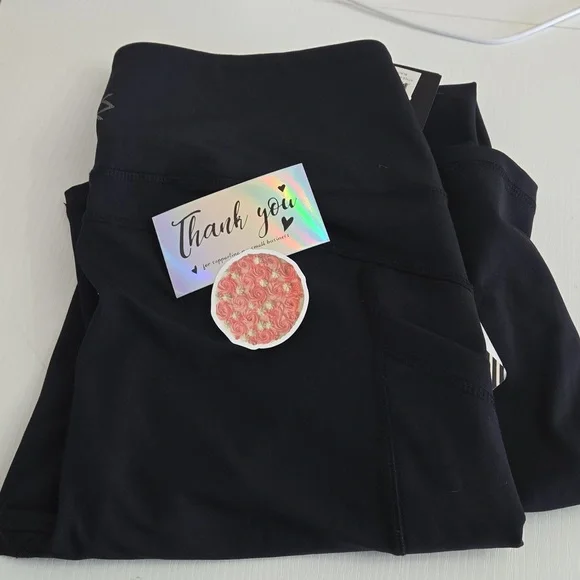 NWT BSP Black Flare Leggings Women’s Size Large Media Pocket Yoga Athletic Pants - Picture 15 of 15
